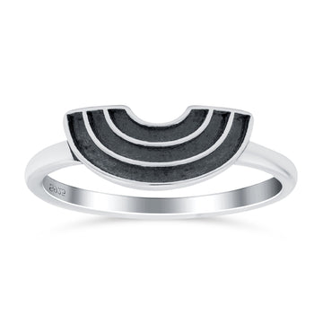 Rainbow Band Oxidized Solid 925 Sterling Silver Thumb Ring (6mm)